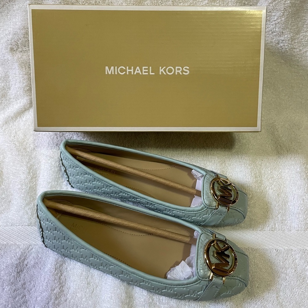 Michael Kors Fulton Moccasin Embossed Vista Blue Size 5.5M